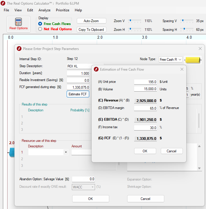 Estimate FCF screenshot